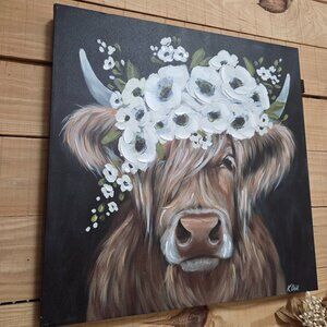 Large highland cow canvas picture